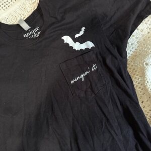 Unique Vintage Black T-Shirt with Bat Design